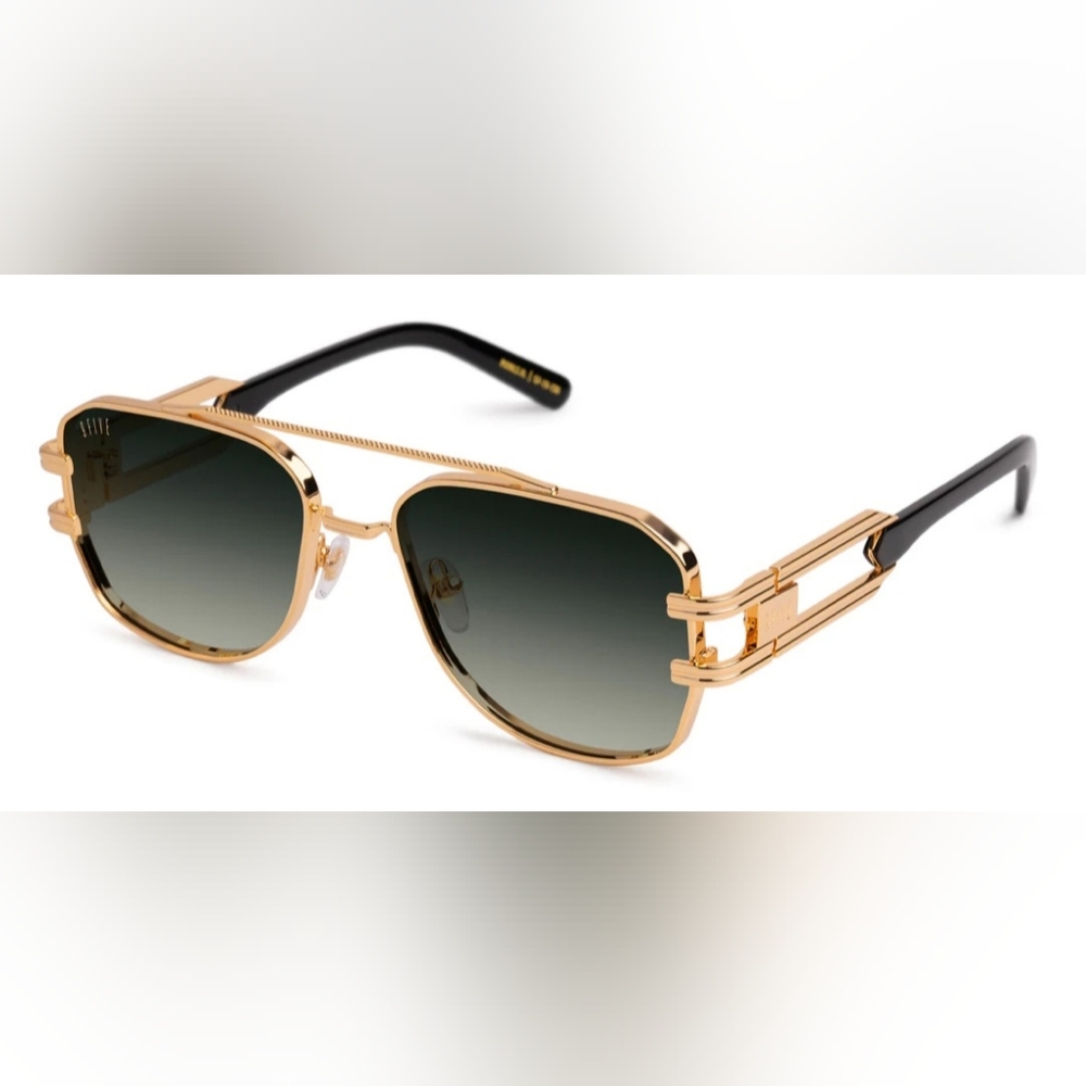 9FIVE Royals XL Black & 24K Gold - Green Gradient Sunglasses